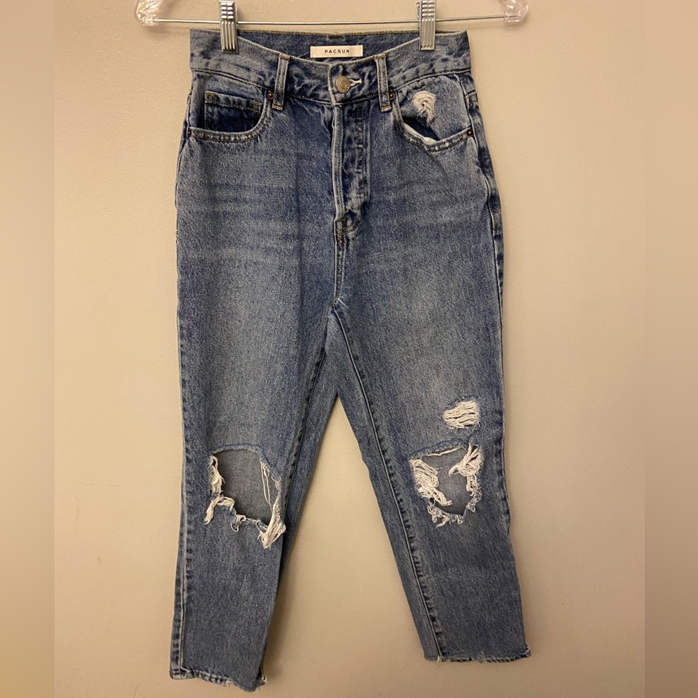 ⭐️PacSun High Rise Straight leg Distressed Ripped jeans women's size 24